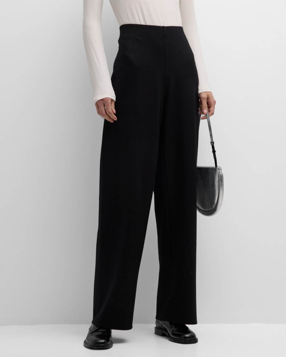 Missy Boiled Wool Jersey High-Waist Straight-Leg Pants